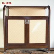 Konsola uniwersalna dwudrzwiowa typu "closet" 95 cm lite drewno rafia minibar secesja wiedeńska. Wyposażenie hotelu Rialto, Warszawa. Używane meble hotelowe, wyposażenie hotelu, wyprzedaż mebli hotelowych. meblerialto.pl