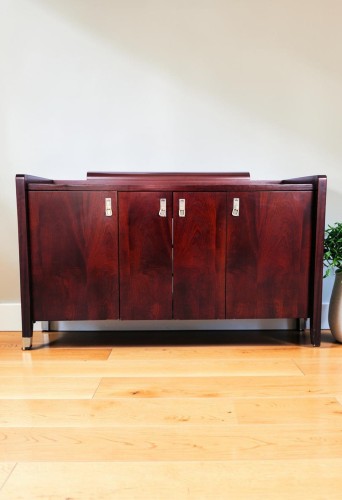 Szafka RTV 4-drzwiowa 163 x 60 cm lite drewno fornirowane styl art déco. Wyposażenie hotelu Rialto, Warszawa. Używane meble hotelowe, wyposażenie hotelu, wyprzedaż mebli hotelowych. meblerialto.pl