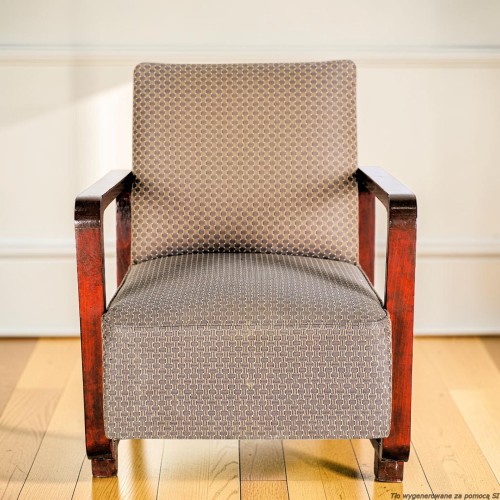 Fotel klubowy tapicerowany 63 cm lite drewno art déco oryginał. Wyposażenie hotelu Rialto. Używane meble hotelowe, wyposażenie hotelu, wyprzedaż mebli hotelowych. meblerialto.pl