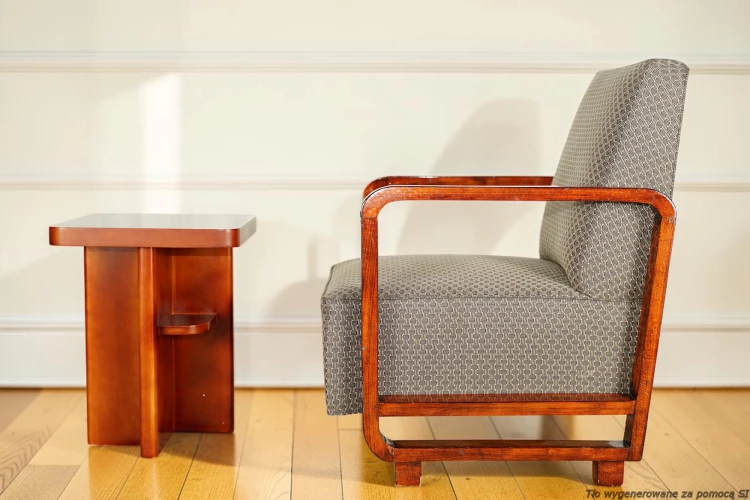 Fotel klubowy tapicerowany 63 cm lite drewno art déco oryginał. Wyposażenie hotelu Rialto. Używane meble hotelowe, wyposażenie hotelu, wyprzedaż mebli hotelowych. meblerialto.pl
