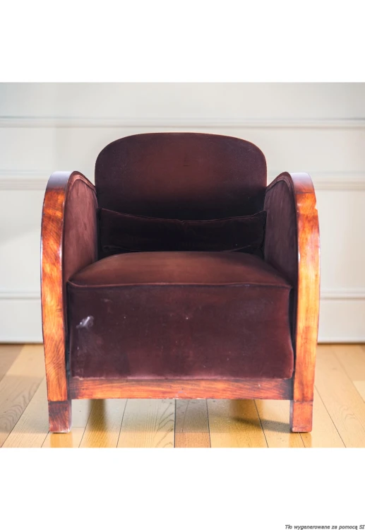 Fotel klubowy gondolowy tapicerowany 64 cm lite drewno art déco oryginał. Wyposażenie hotelu Rialto. Używane meble hotelowe, wyposażenie hotelu, wyprzedaż mebli hotelowych. meblerialto.pl