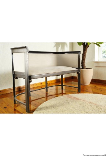 Sofa drewniana tapicerowana 2-osobowa 120 cm oryginał secesja wiedeńska J. &amp;amp; J. Kohn. Wyposażenie hotelu Rialto w Warszawie. Wyprzedaż używanych mebli hotelowych i antyków. meblerialto.pl