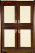 Szafa uniwersalna typu "closet" 4-drzwiowa 93 x 148,5 cm lite drewno fornirowane rafia secesja wiedeńska. Wyposażenie hotelu Rialto, Warszawa. Używane meble hotelowe, wyposażenie hotelu, wyprzedaż mebli hotelowych. meblerialto.pl